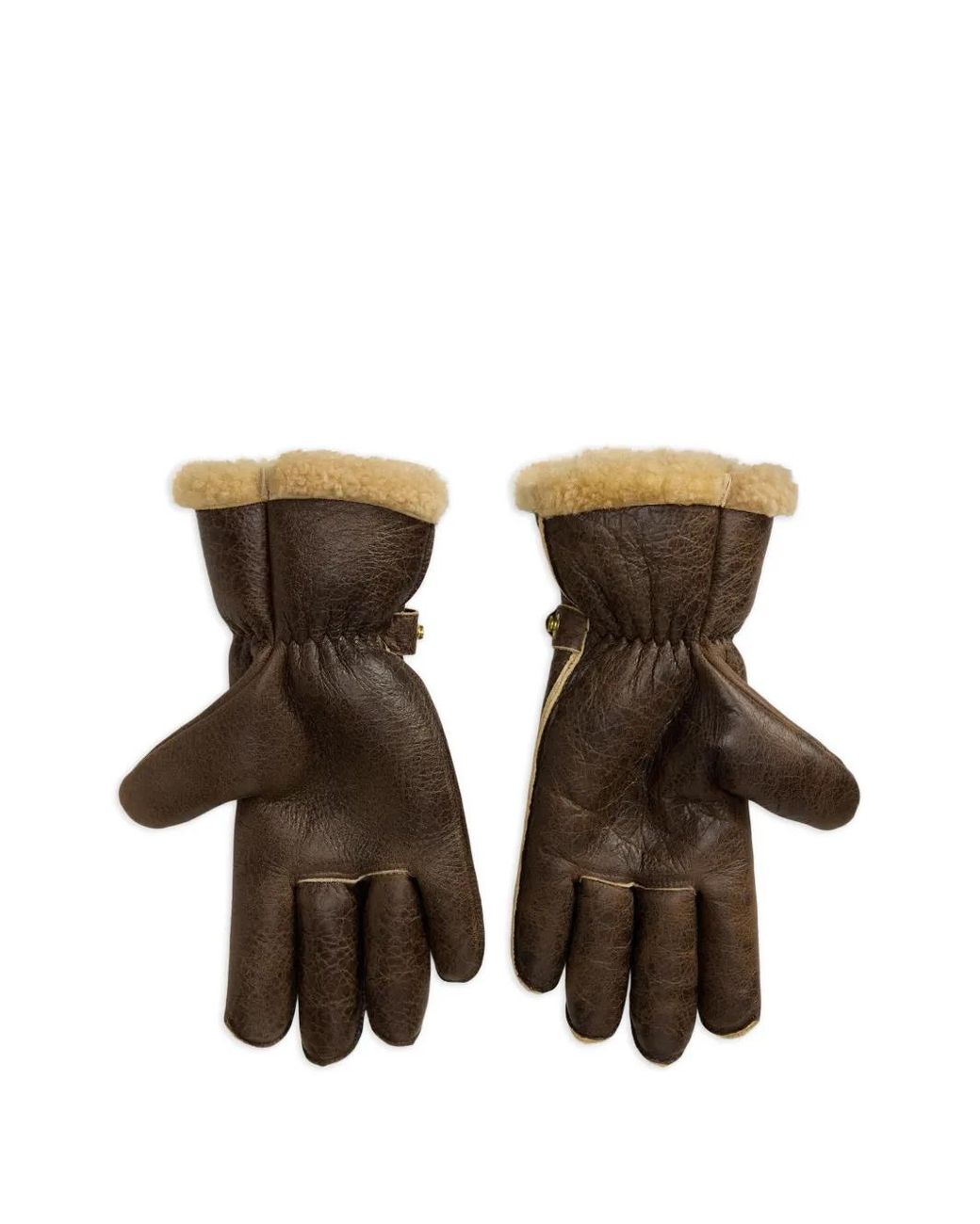 RRL Brown Shearling-Trim Leather Ski Gloves for men