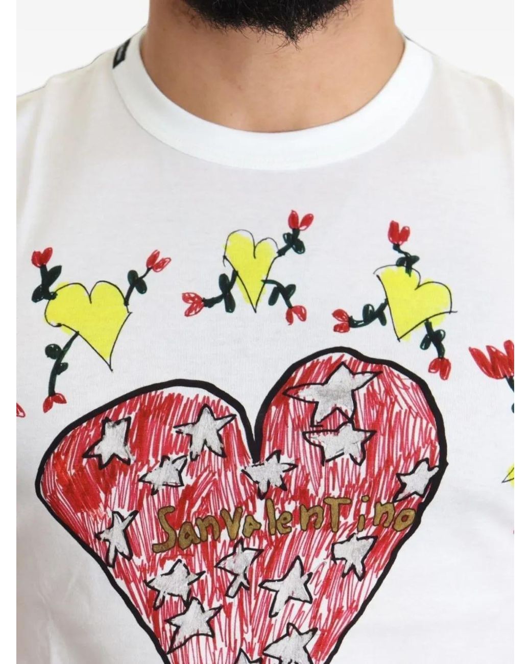 Dolce & Gabbana White Saint Valentine-Print T-Shirt for men