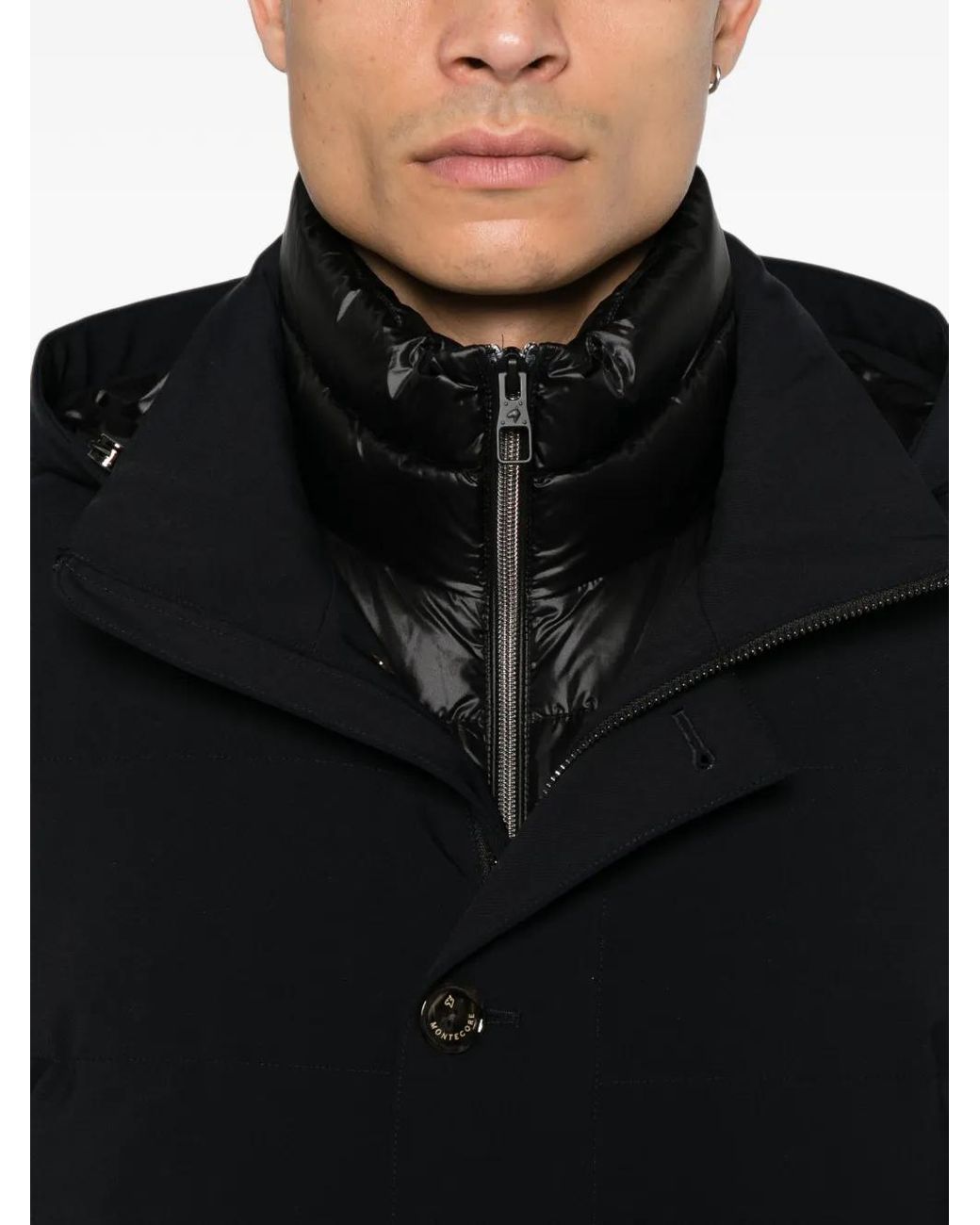 Montecore Black Hooded Button-Up Jacket for men