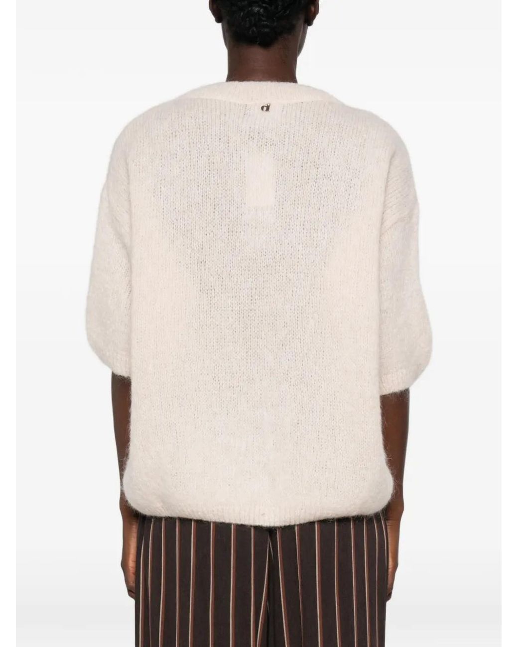 Dixie White Kurzärmeliger Strickpullover