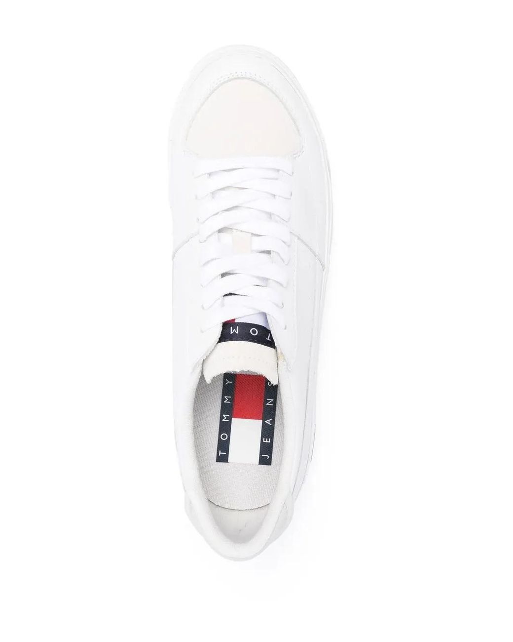 Tommy Hilfiger White Logo-Detail Low-Top Leather Sneakers for men