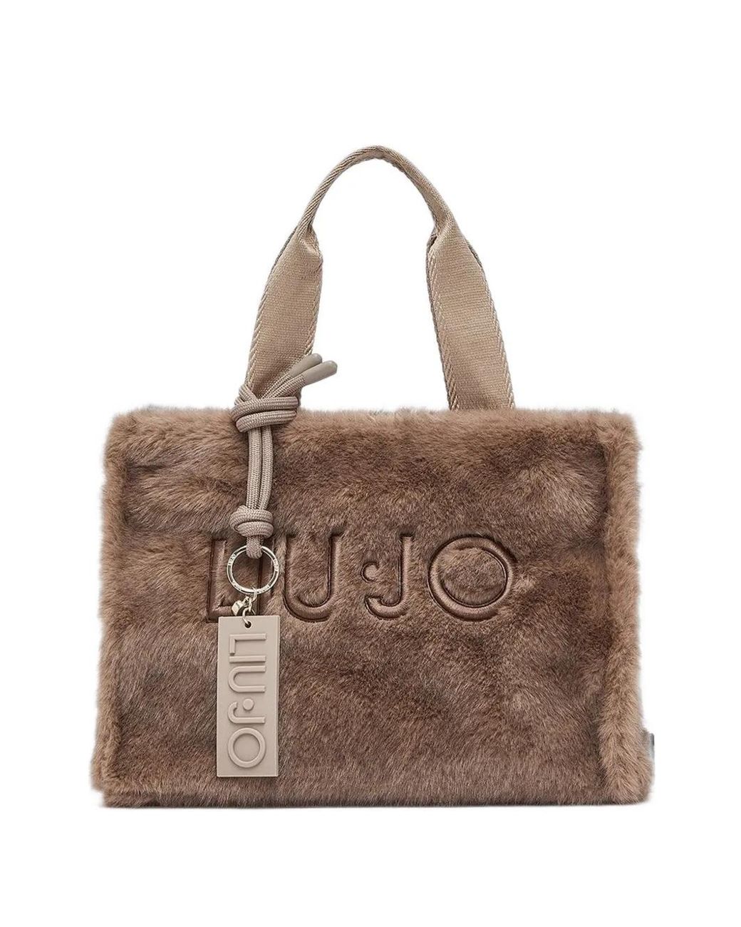Liu Jo Brown Faux-Fur Logo-Embroidered Shoulder Bag