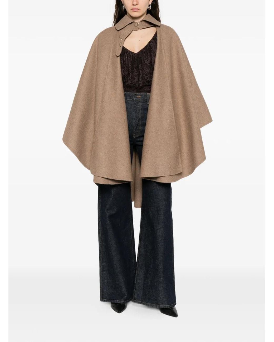 Ermanno Scervino Natural Collared Buckled Cape