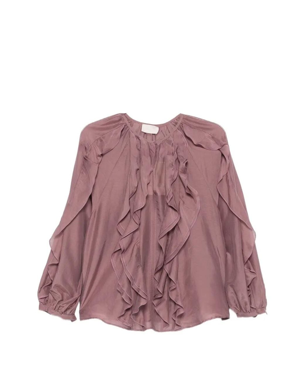 iBlues Purple Ruffled Long-Sleeves Blouse