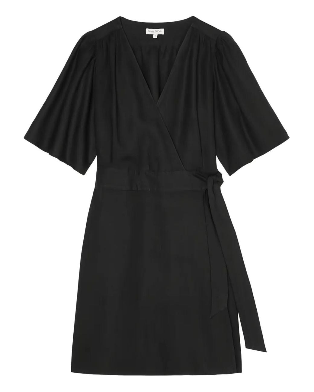 Marc O' Polo Black Puff Sleeves Wrap Dress