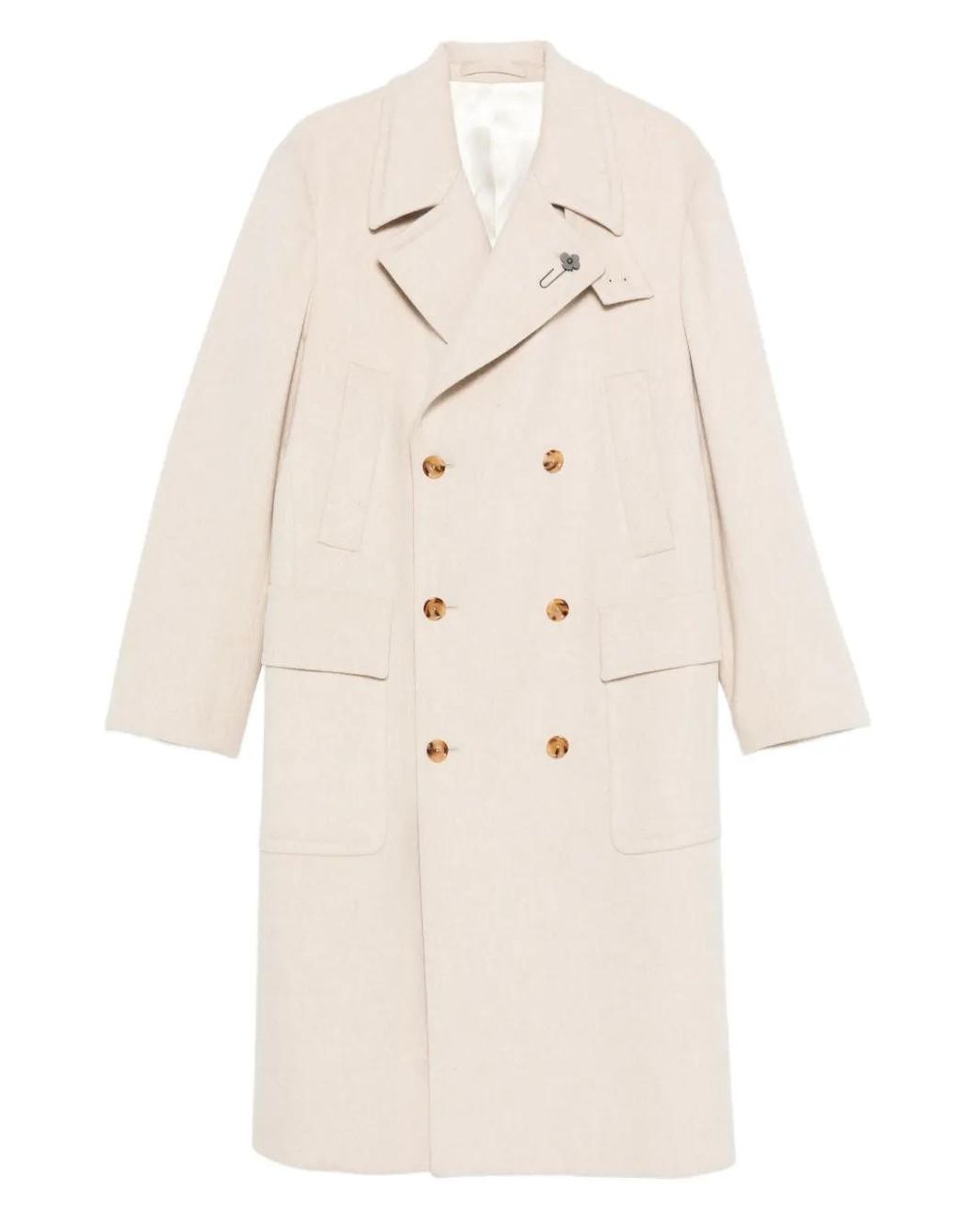 Lardini Natural Double-Breasted Coat for men