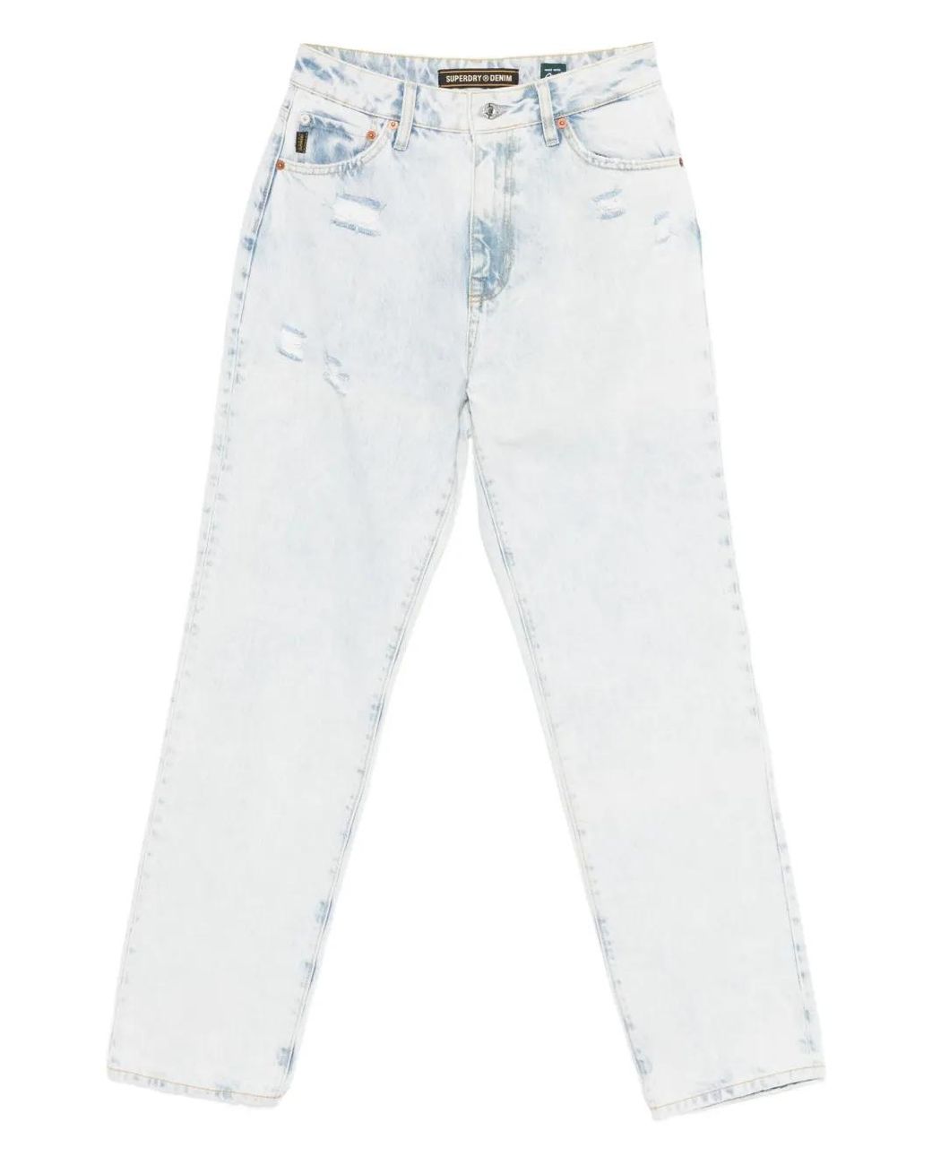 Superdry White Ripped-Detail Jeans
