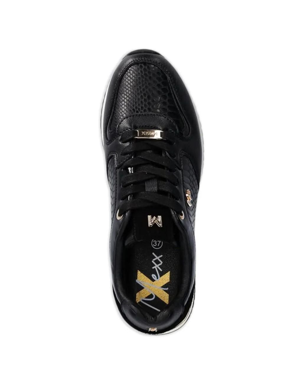 Mexx Black Reptile-Effect Panelled Sneakers