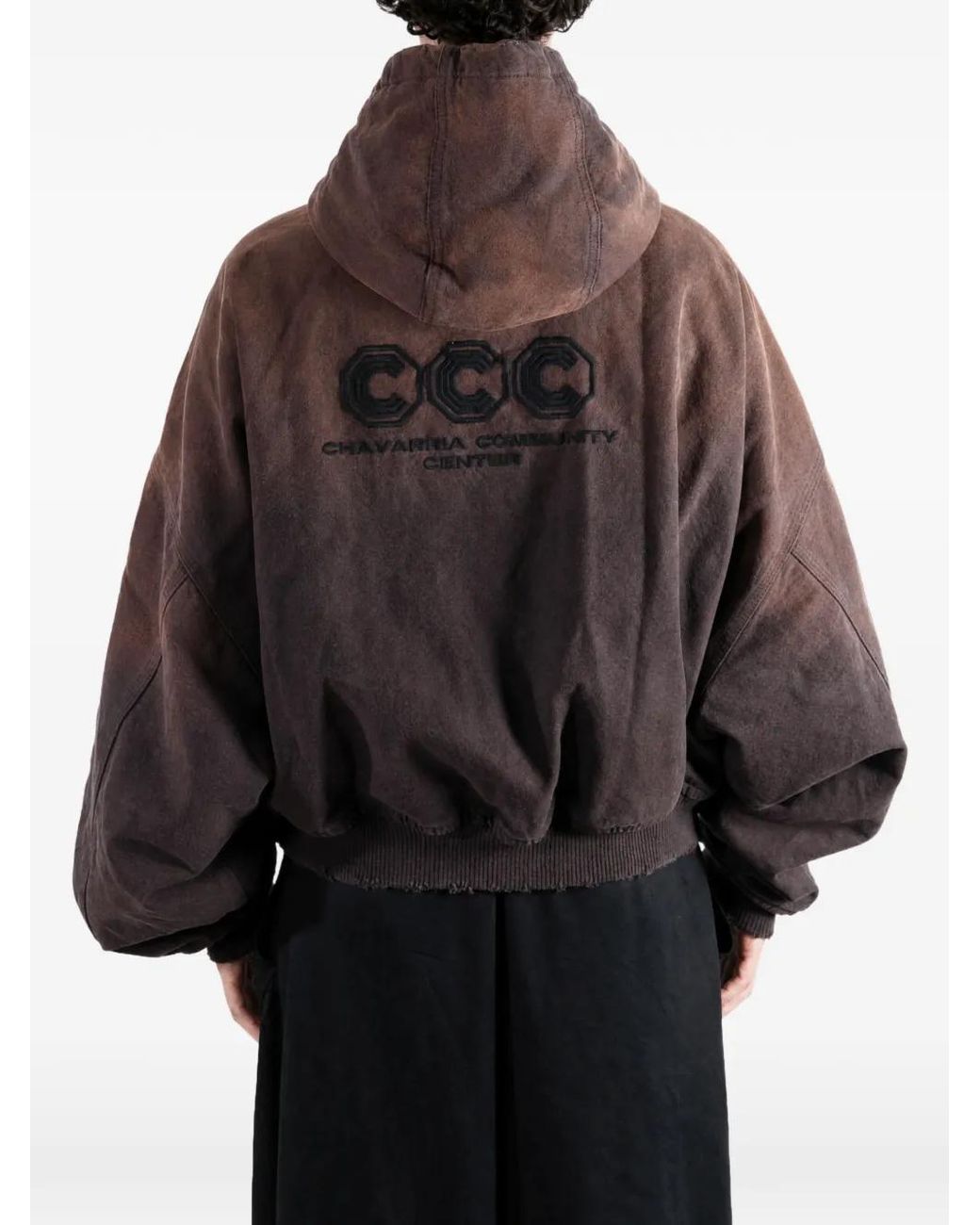 Willy Chavarria Brown Quilted Juggernaut Logo-Embroidered Hooded Jacket for men