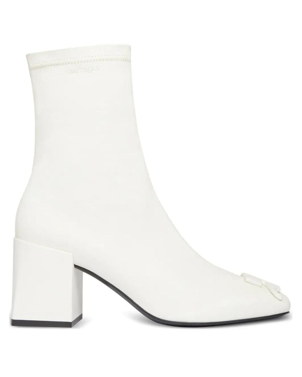 Courreges White Ankle Boots With 70Mm Block Heel