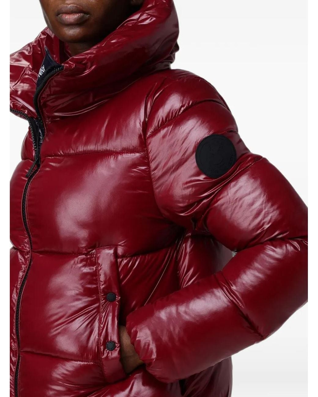 Save The Duck Red Logo-Patch Padded Jacket