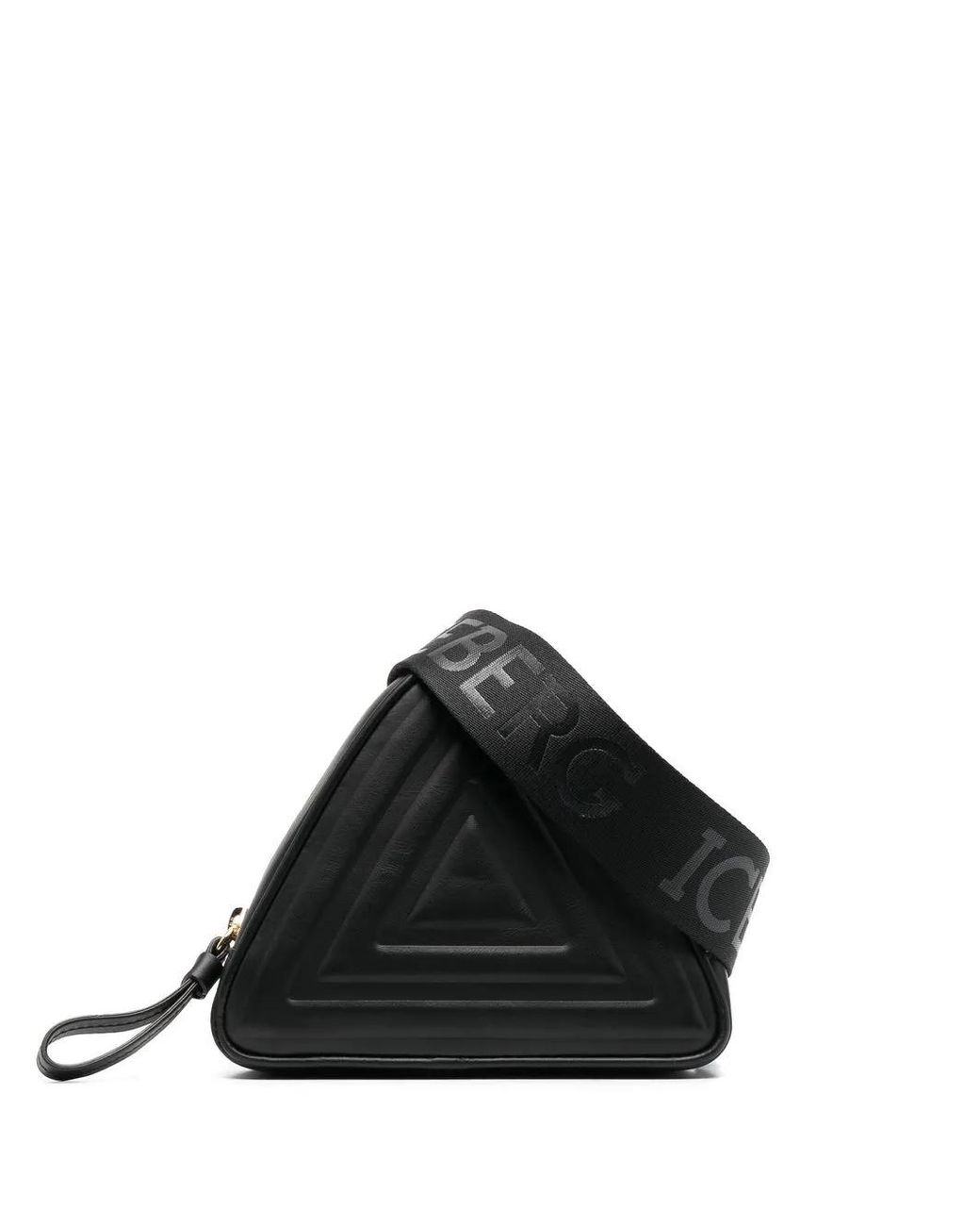 Iceberg Black Leather Triangle Belt Bag