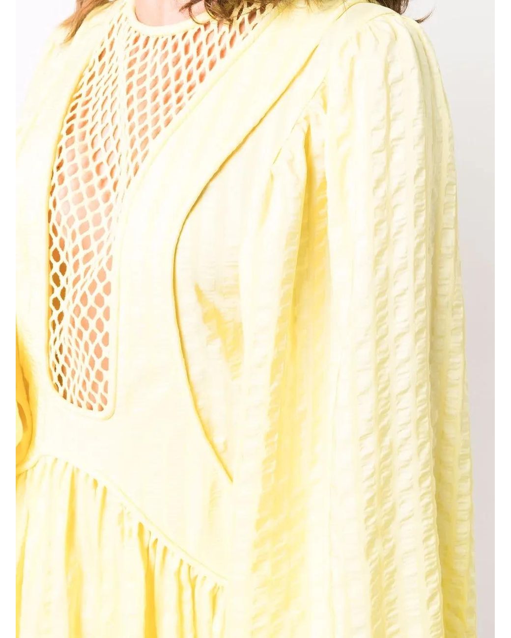 Stella McCartney Yellow Mesh-Panel Shift Dress