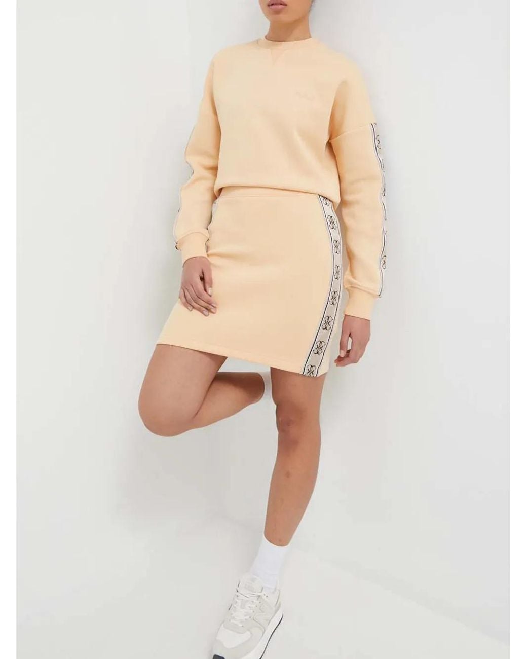 Guess Natural Logo-Tape Cropped Sweatshirt