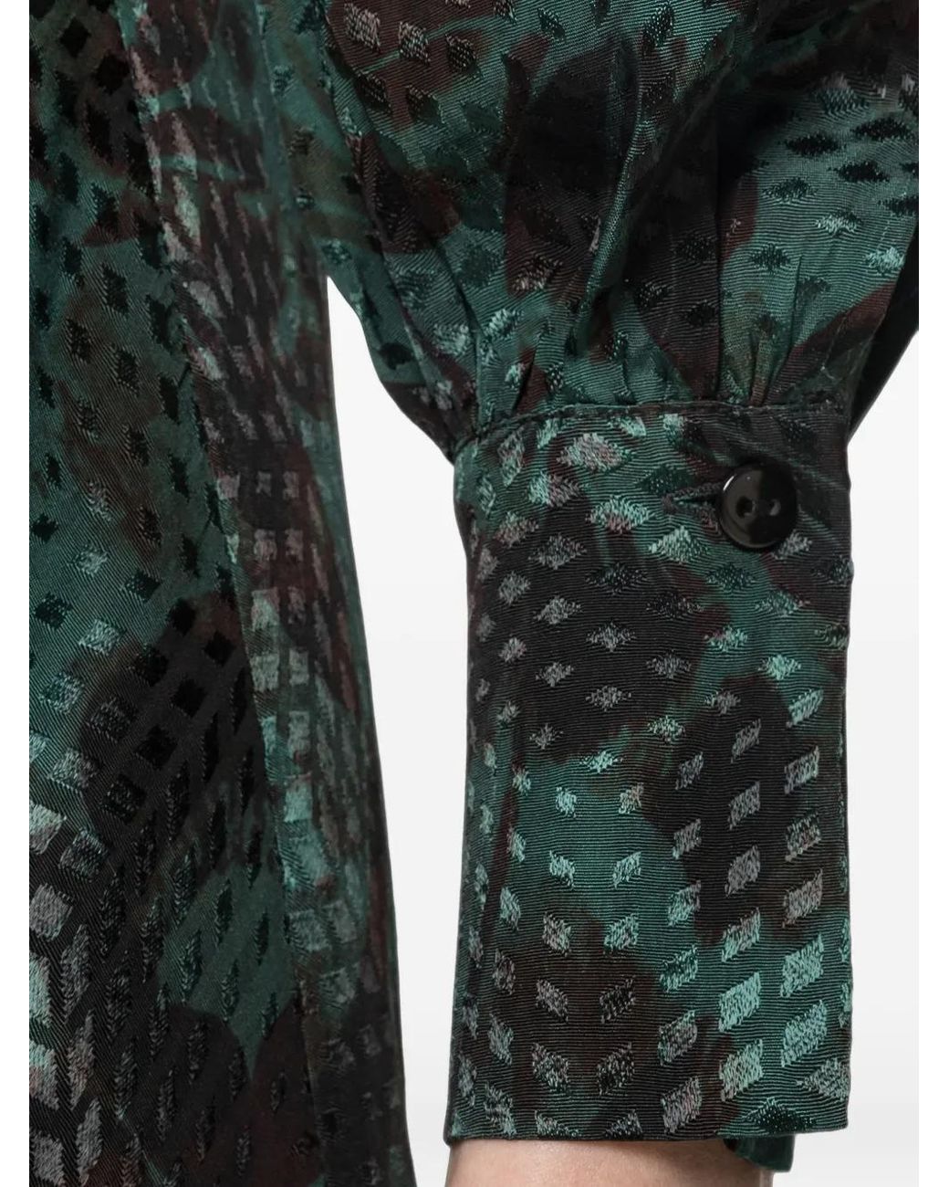 Nissa Green Viscose-Blend Midi Dress