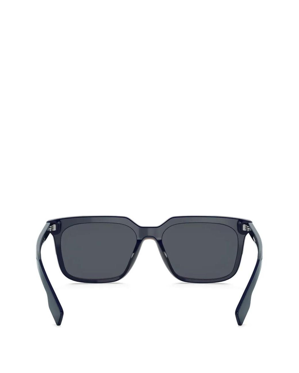Burberry Gray Icon Stripe Square-Frame Sunglasses for men