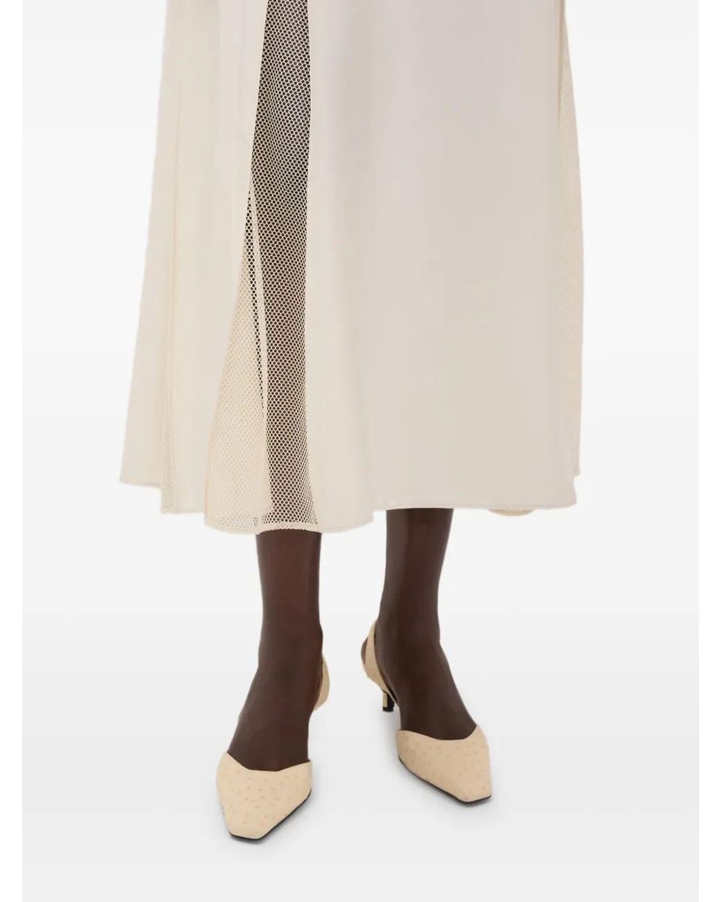 Loulou de Saison White Iraka Lace-Stitching Midi Dress
