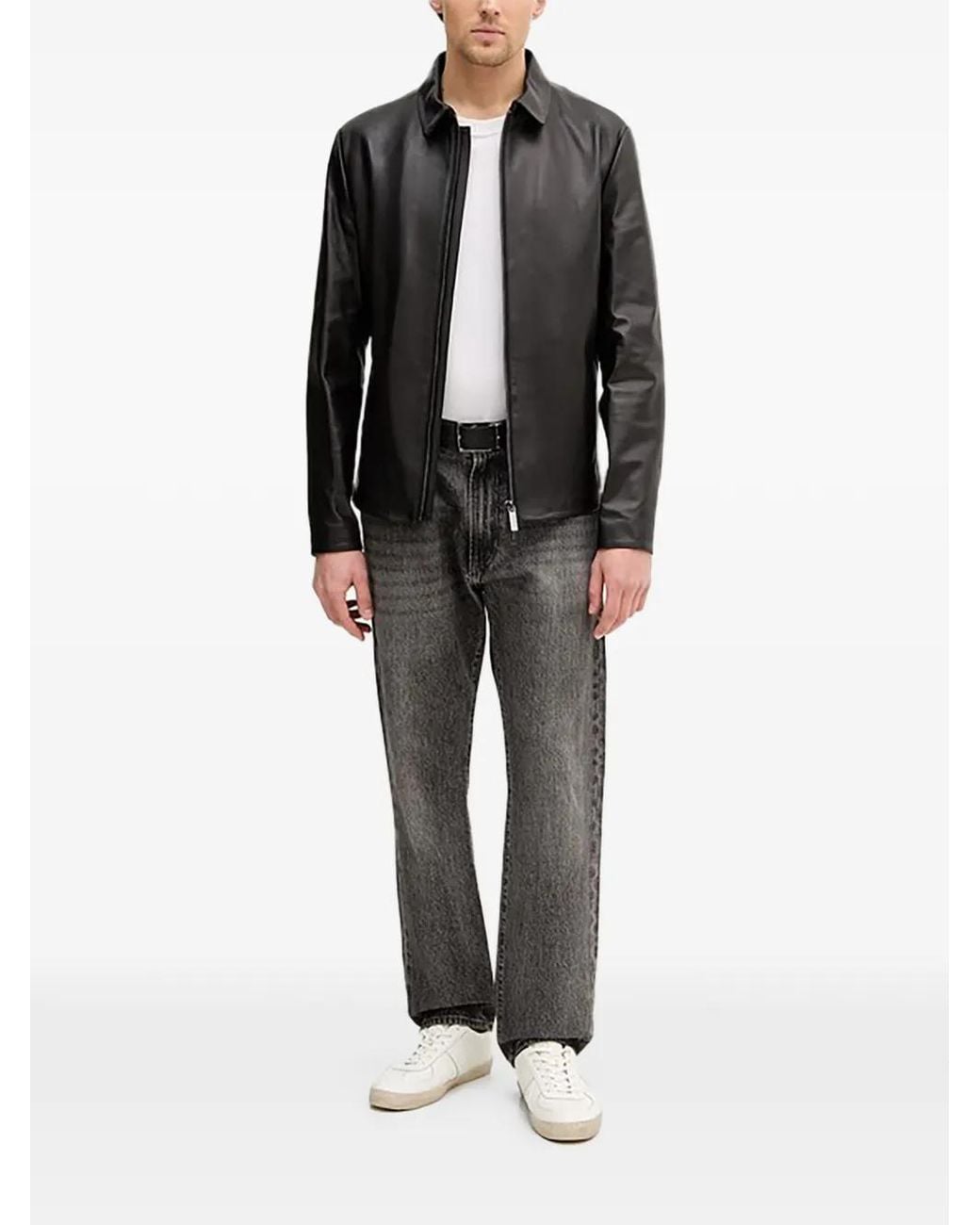 Guess Black Leather Jacket for men