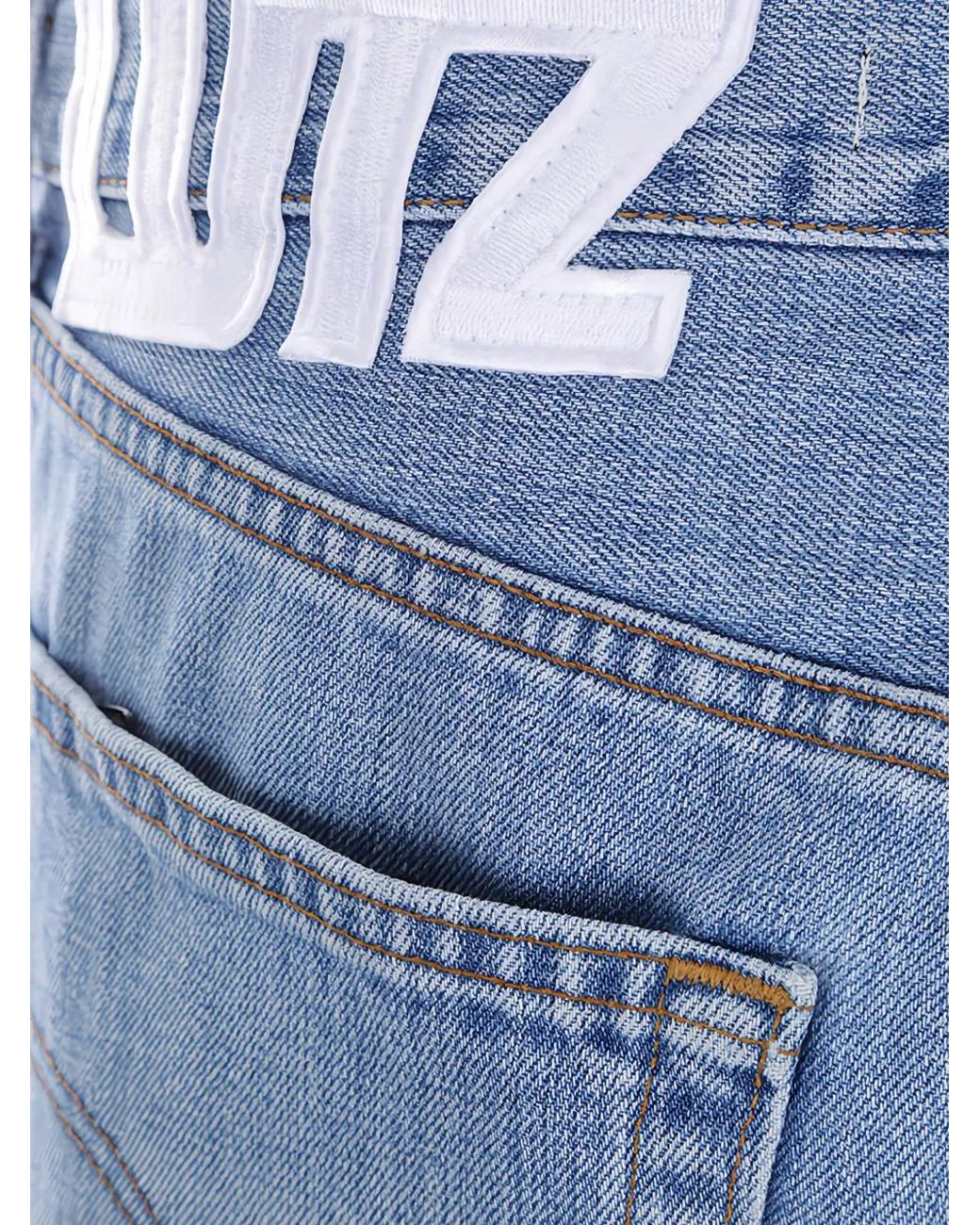 Lutz Huelle Blue Asymmetric-Hem Regular-Fit Jeans