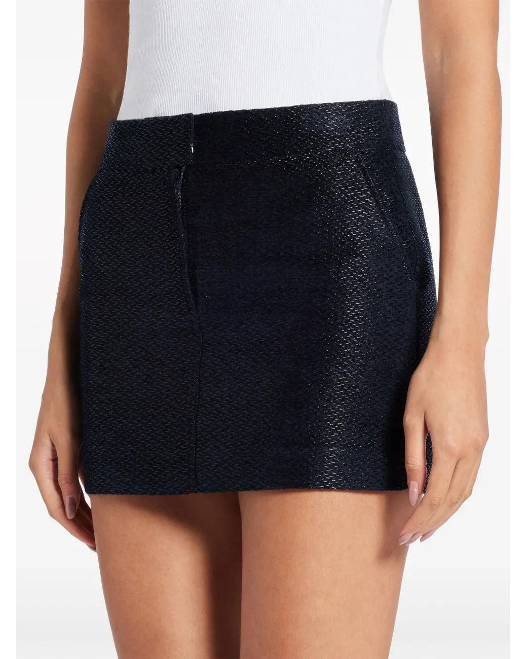 Tom Ford Blue Woven-Design Mini Skirt