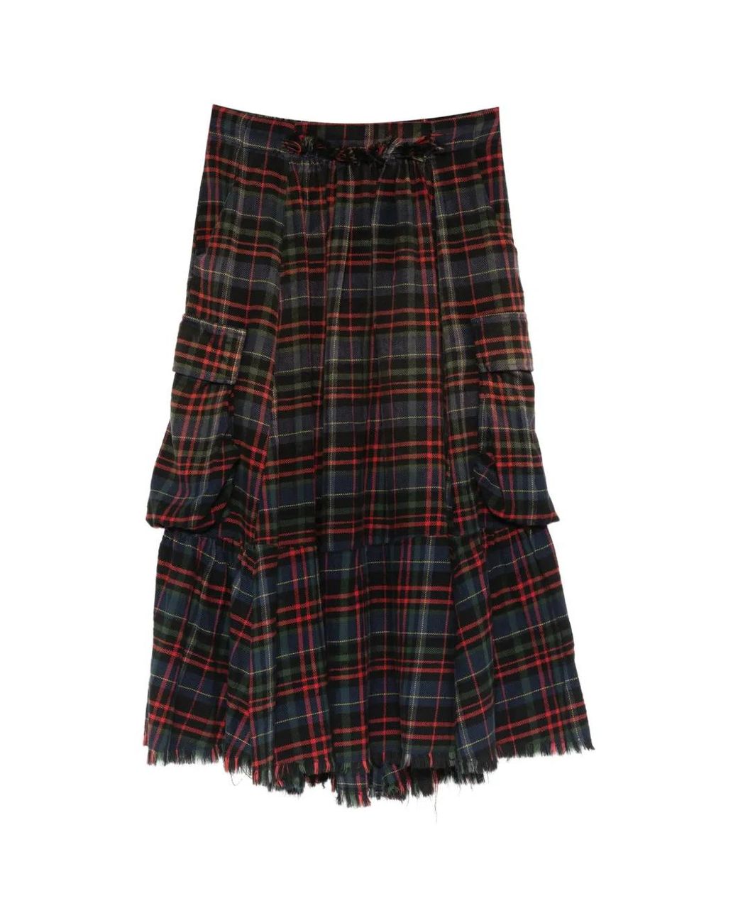 R13 Black Raw-Hem Gathered Cargo Skirt