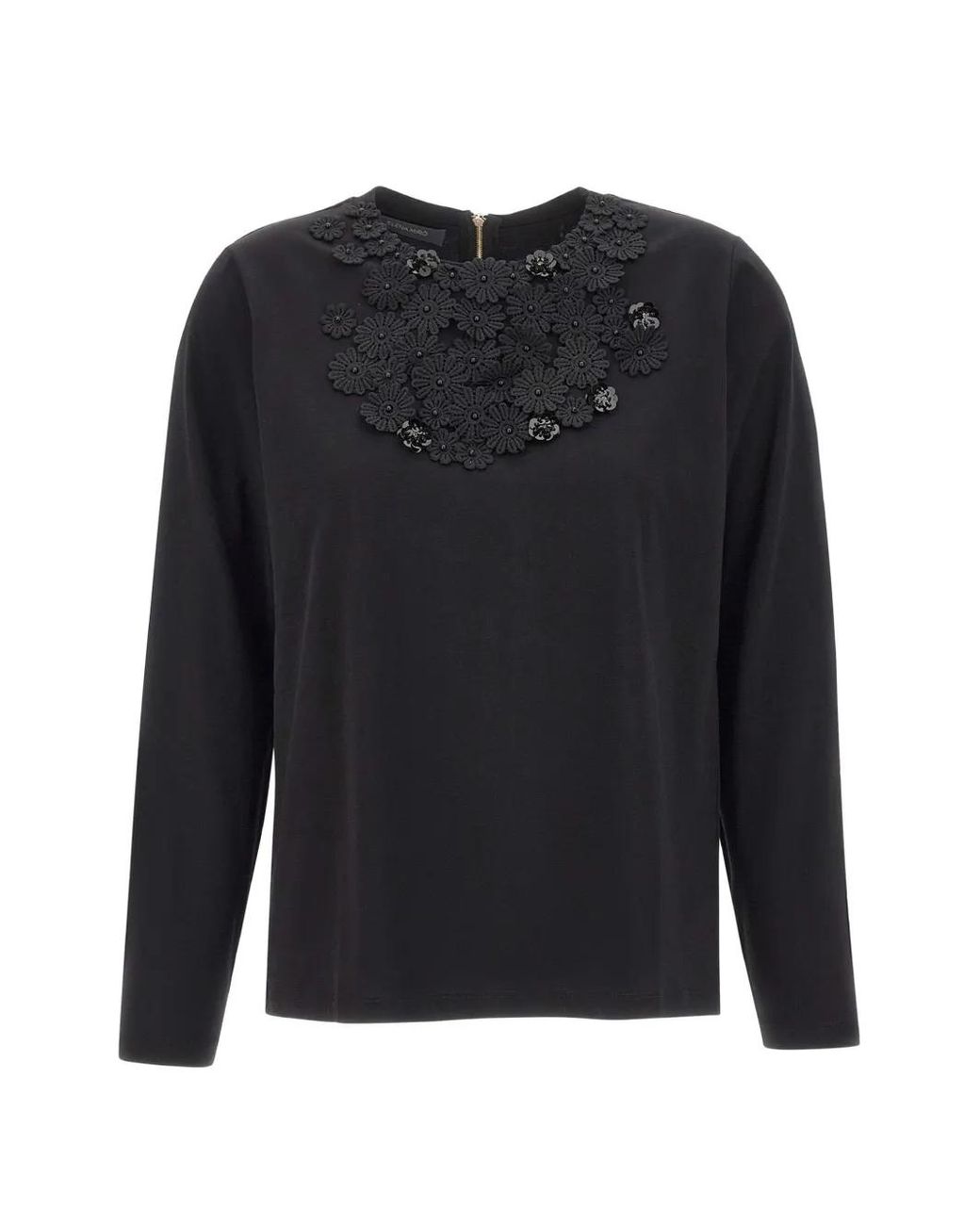 Elena Miro Blue Sequin-Embroidered T-Shirt