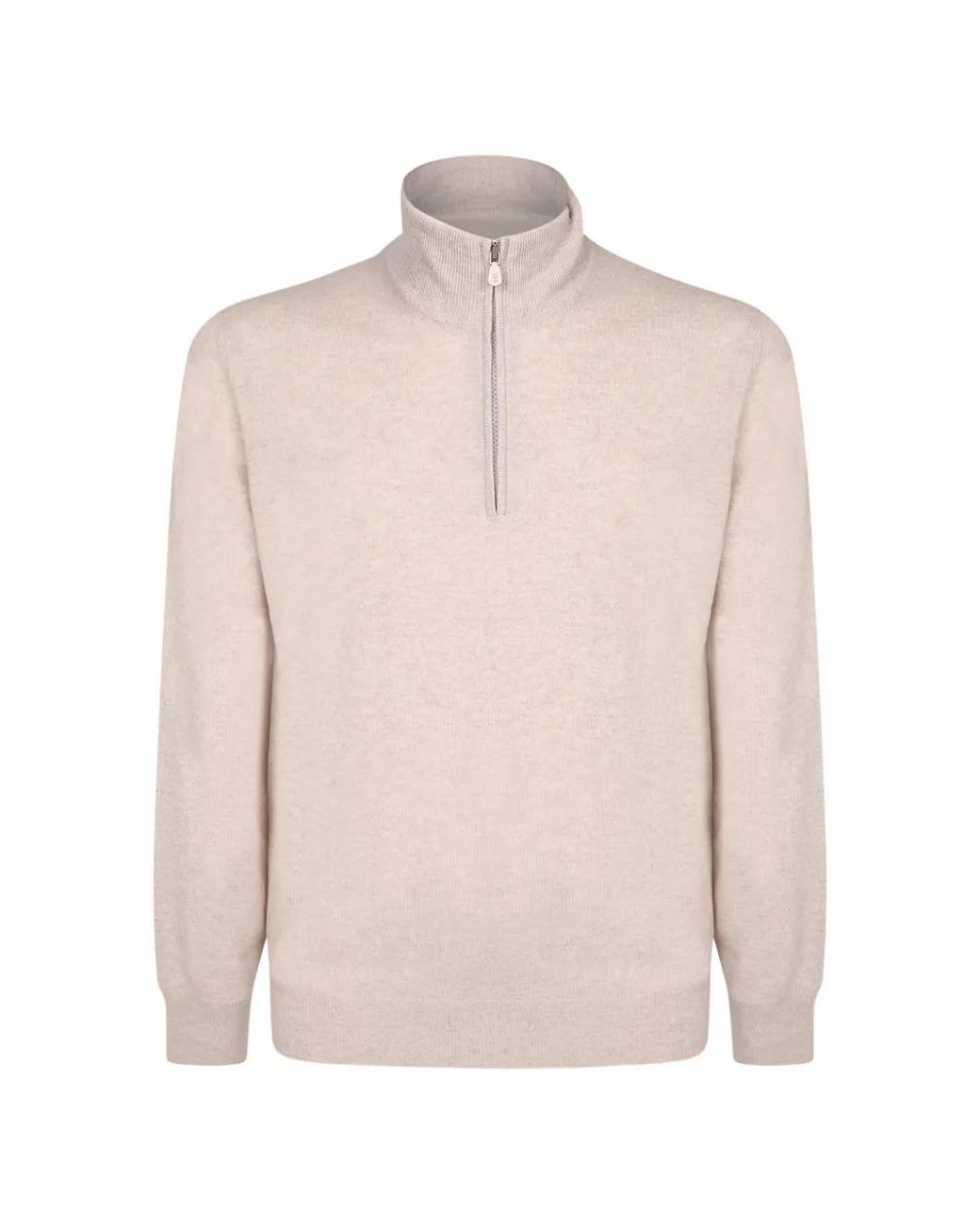 Brunello Cucinelli Pink Cashmere Sweater With Half-Zip for men