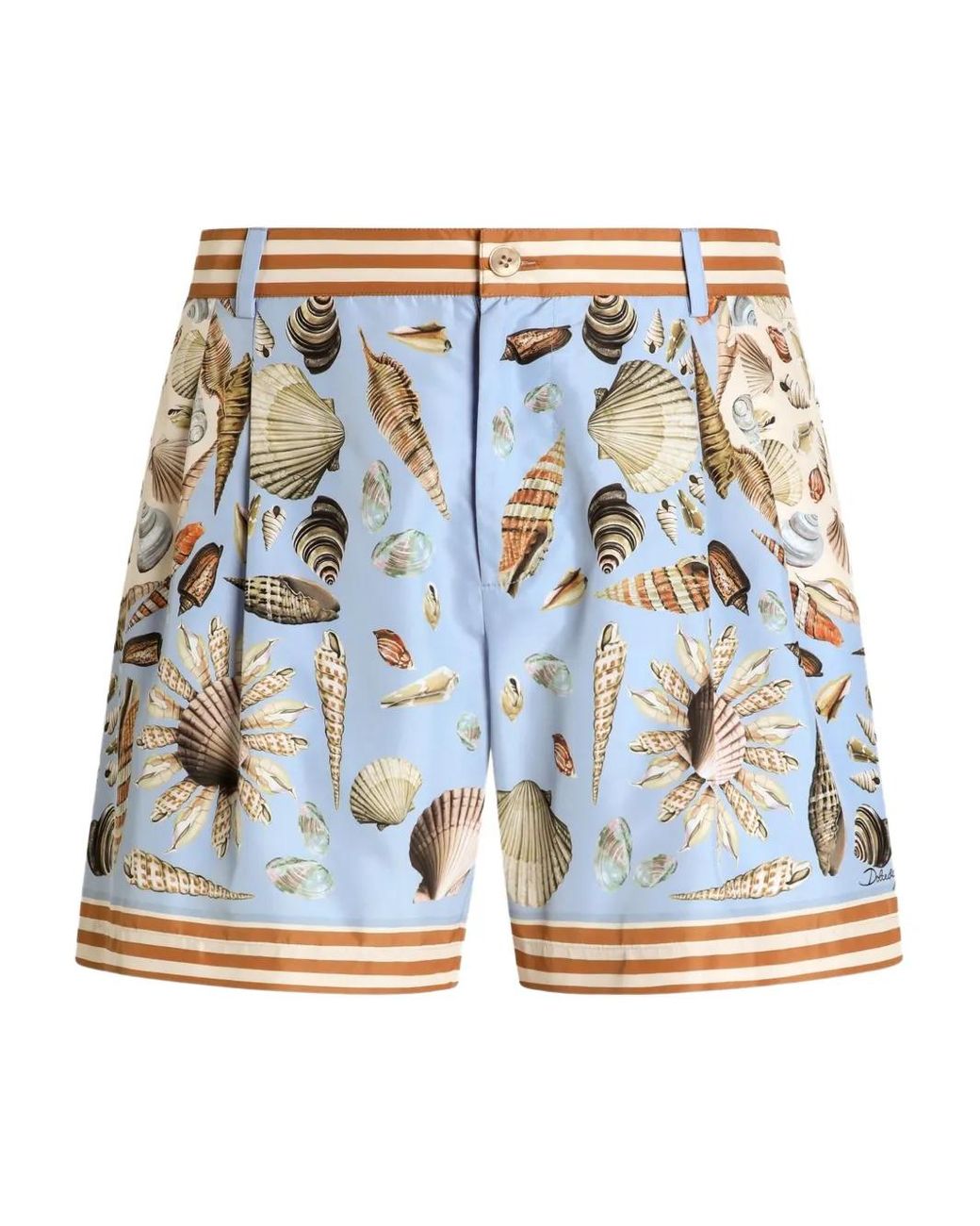 Dolce & Gabbana Blue Shell-Print Tailored Shorts for men