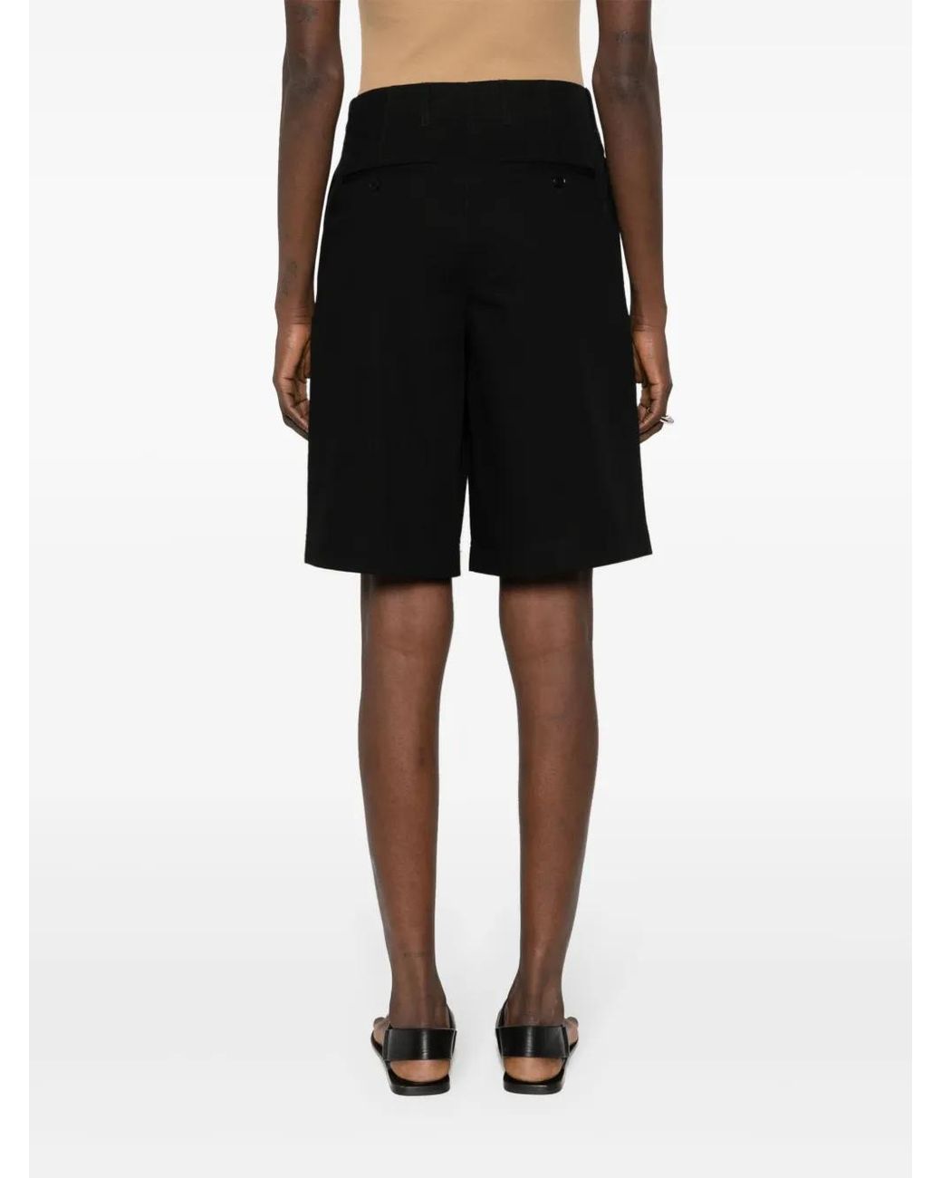 Totême Black Knee-Length Twill Shorts