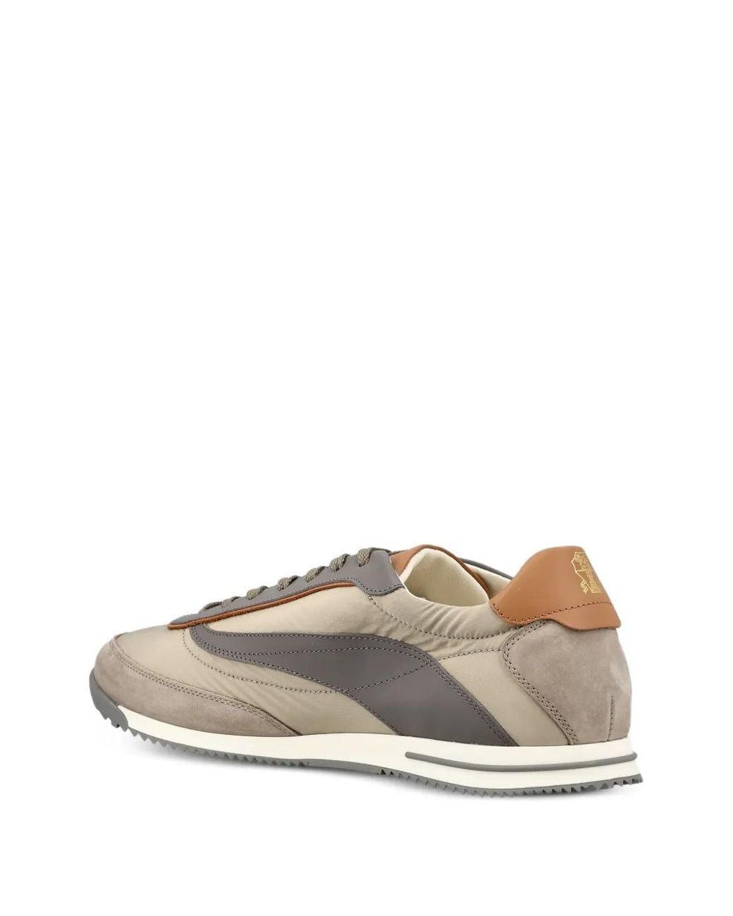Brunello Cucinelli White Leather-Trim Panelled Sneakers for men