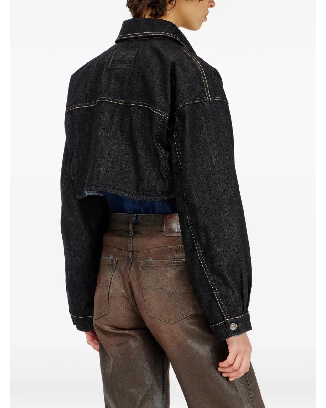 DIESEL Black Oversized Cropped Trucker Jacket