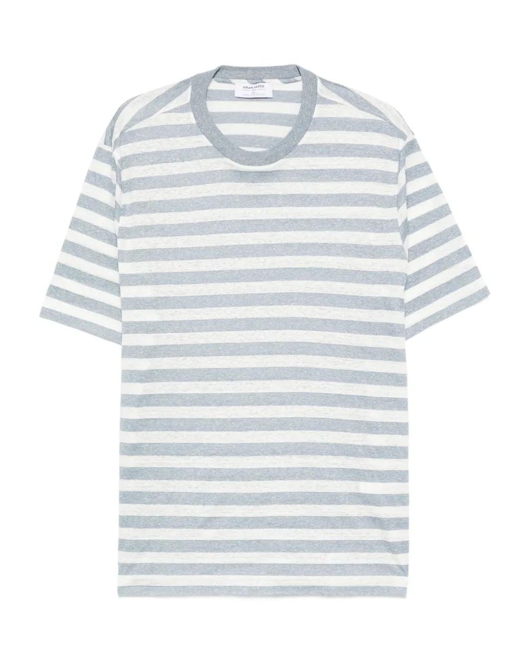 Gran Sasso Gray Striped Crew-Neck T-Shirt for men