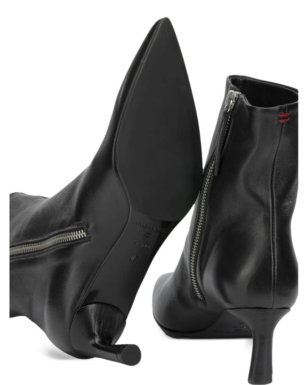 Halmanera Black Bottines En Cuir À Bout Pointu