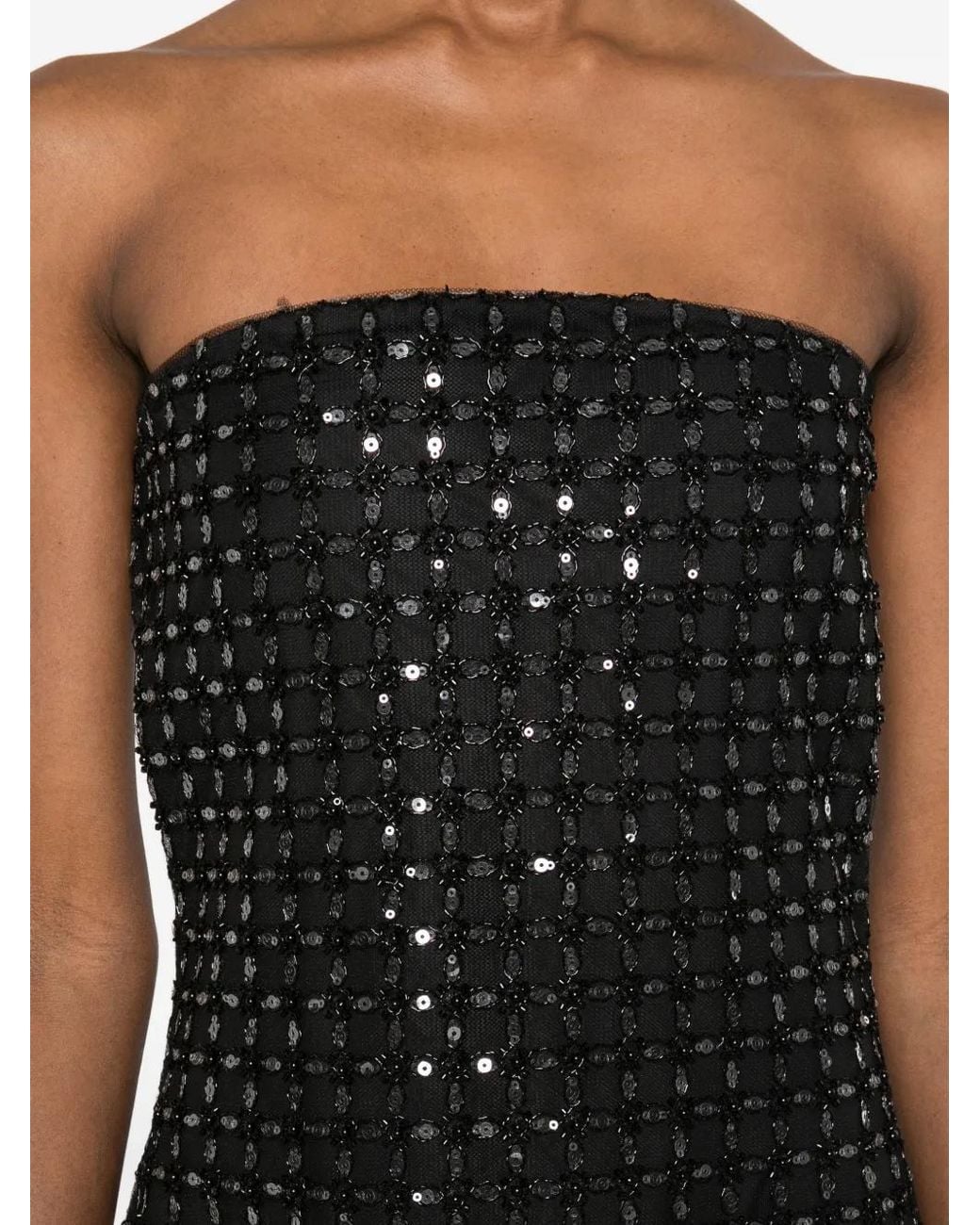 ROTATE BIRGER CHRISTENSEN Black Beaded-Embellishment Maxi Dress