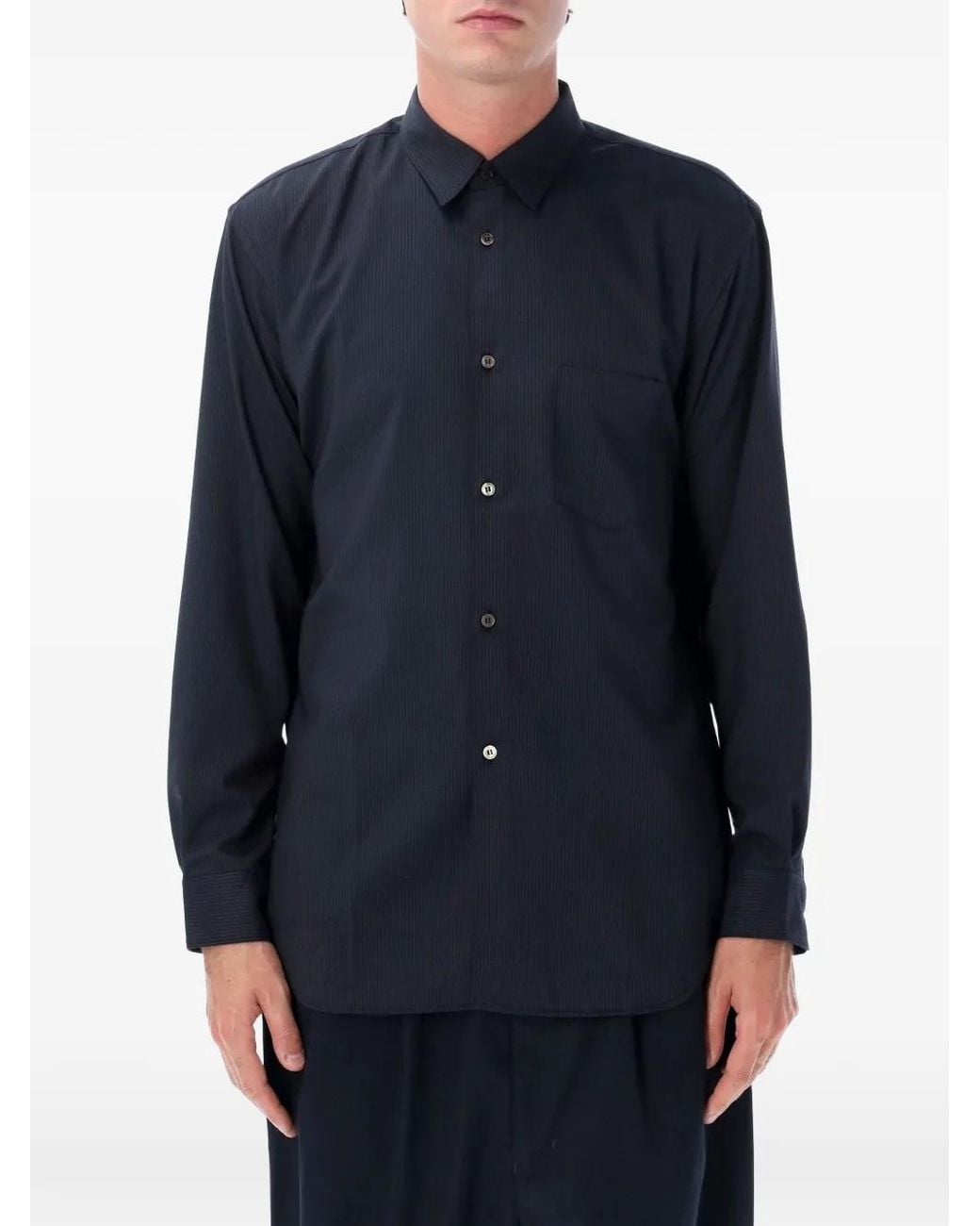 Comme des Garçons Blue Pinstripe-Pattern Chest-Pocket Shirt for men