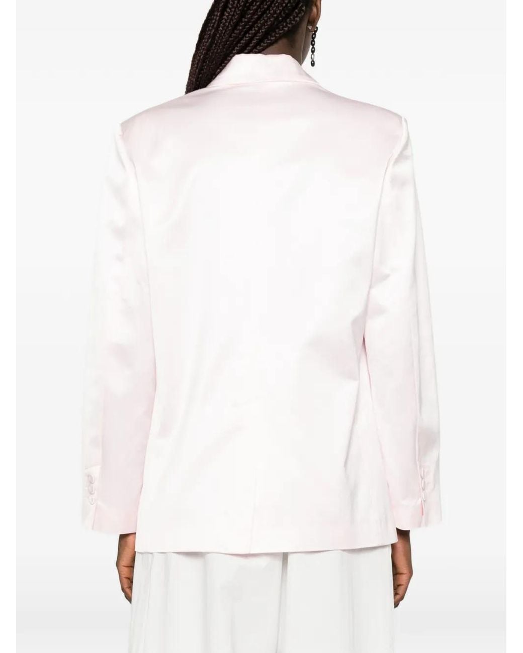Forte_forte Pink Double-Breasted Satin-Finish Jacket