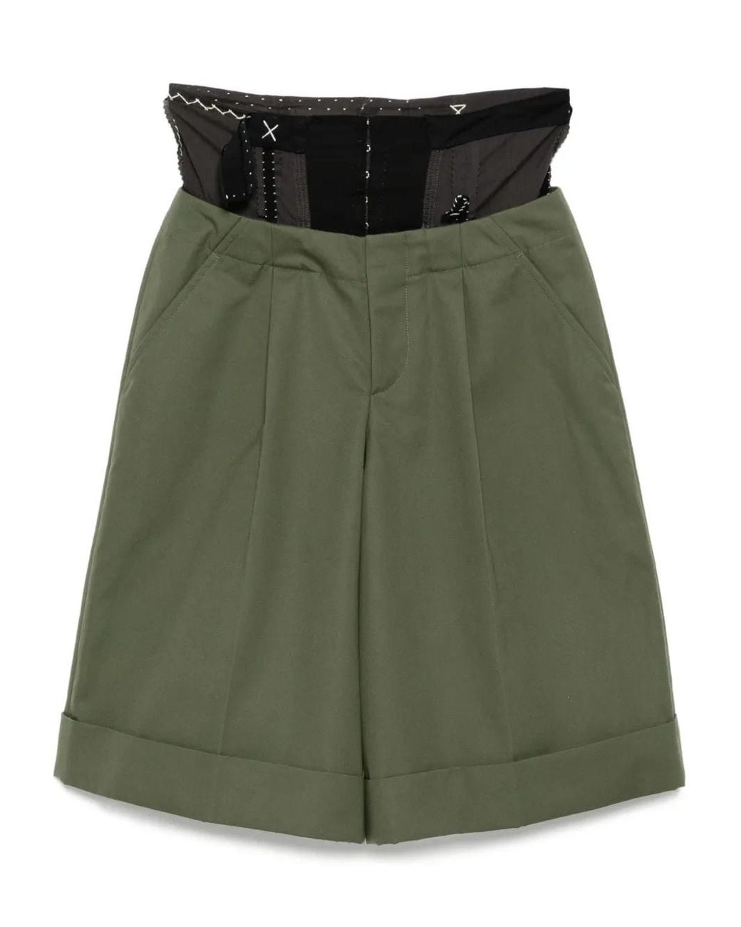Kolor Green Double-Layered Shorts