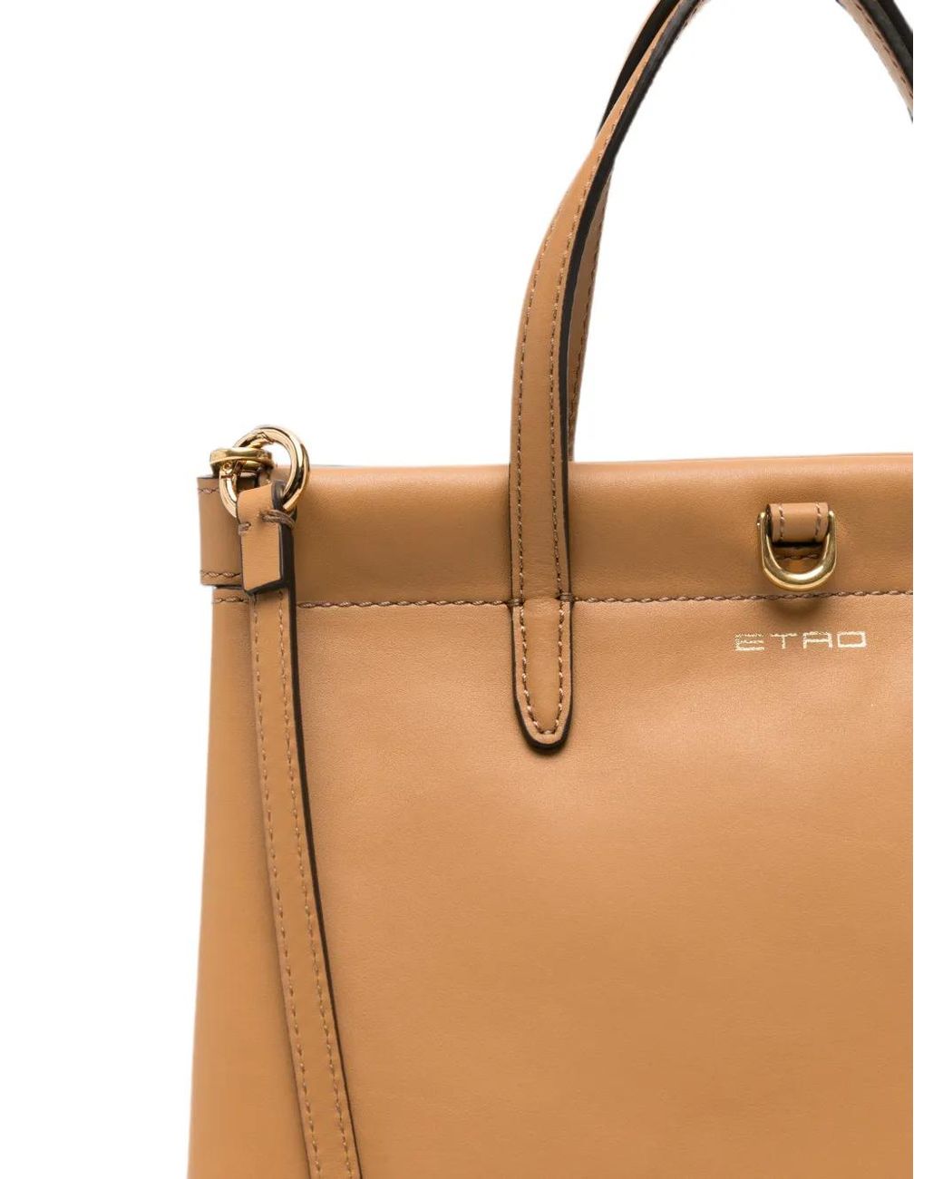 Etro Natural Logo-Detail Leather Tote Bag