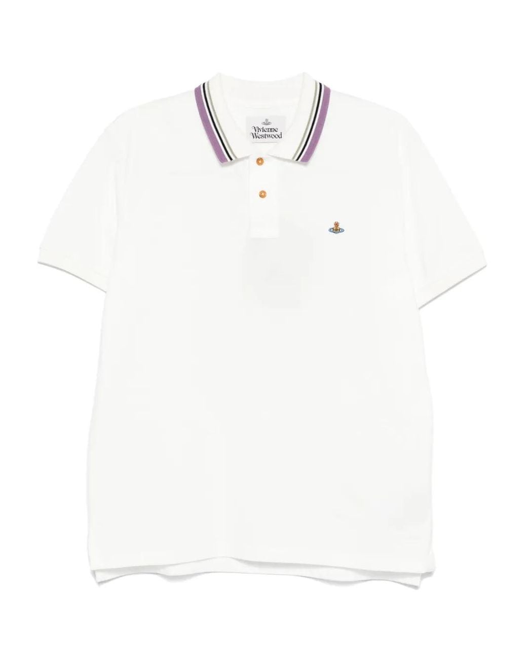 Vivienne Westwood White Orb-Embroidered Polo Shirt for men