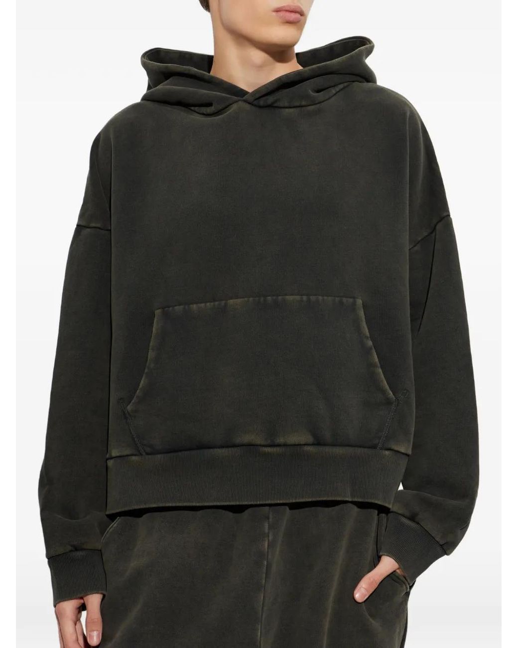Entire studios Black Washed Cotton-Jersey Hoodie