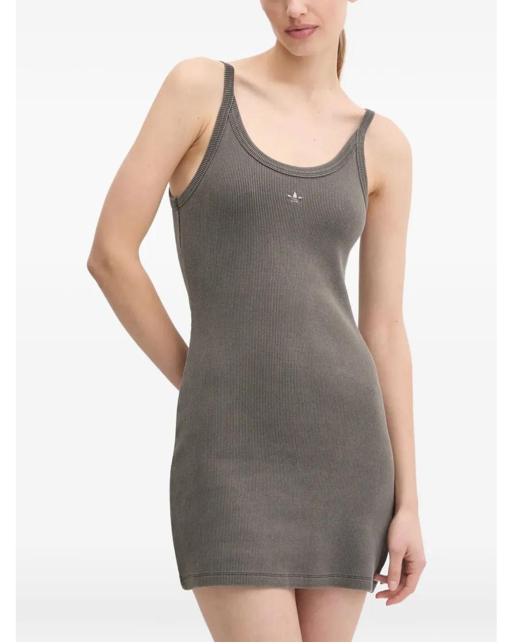 Adidas Gray Ribbed Mini Dress