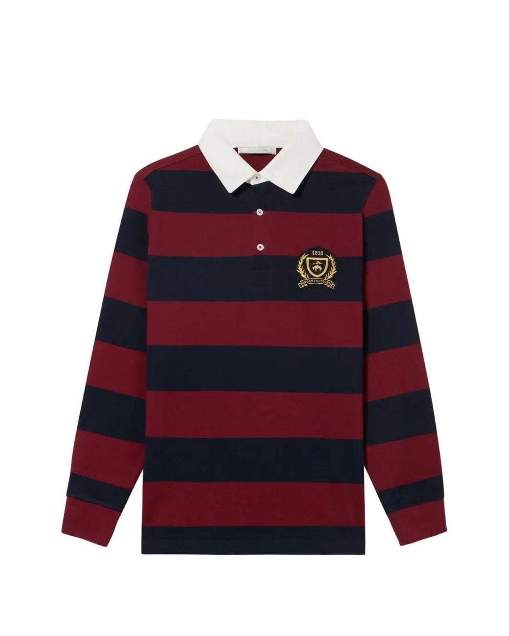 Brooks Brothers Red Striped Logo-Patch Polo Shirt
