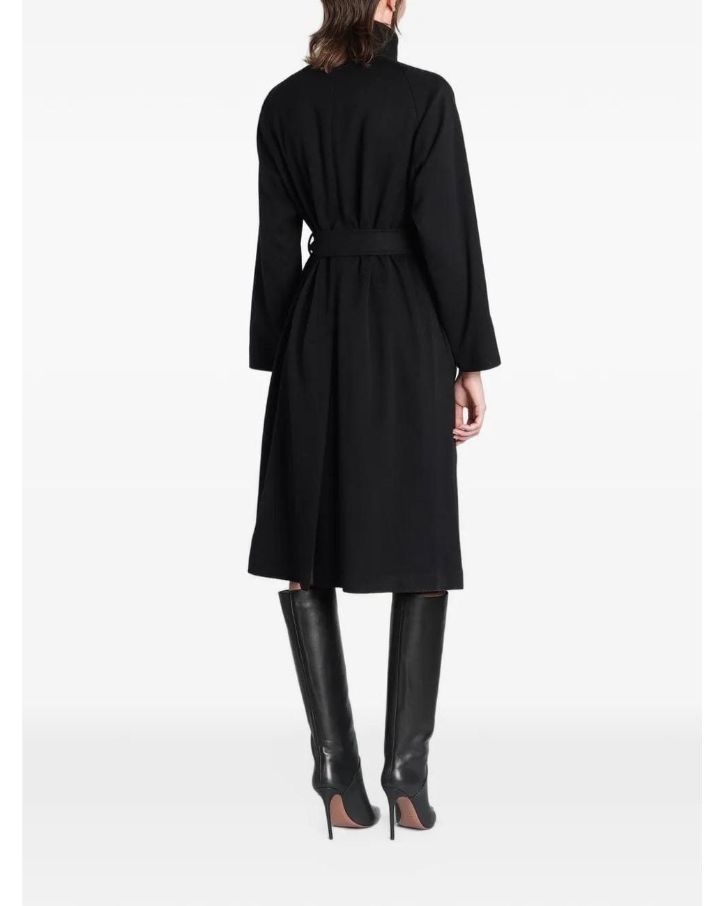 Tagliatore Black Double-Breasted Belted Coat