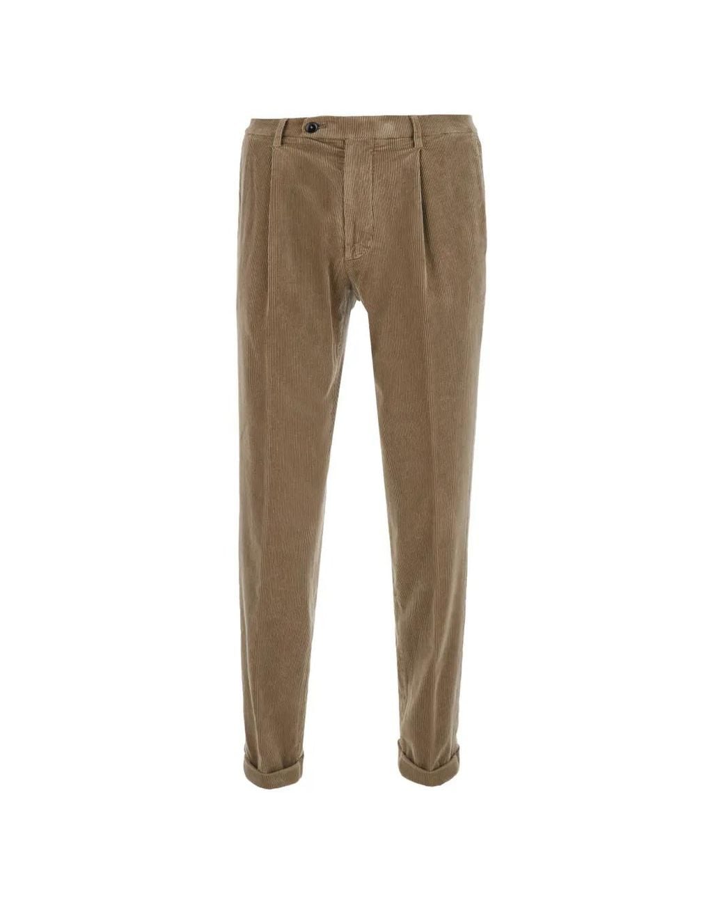 Michael Coal Natural Pleated Corduroy Trousers for men