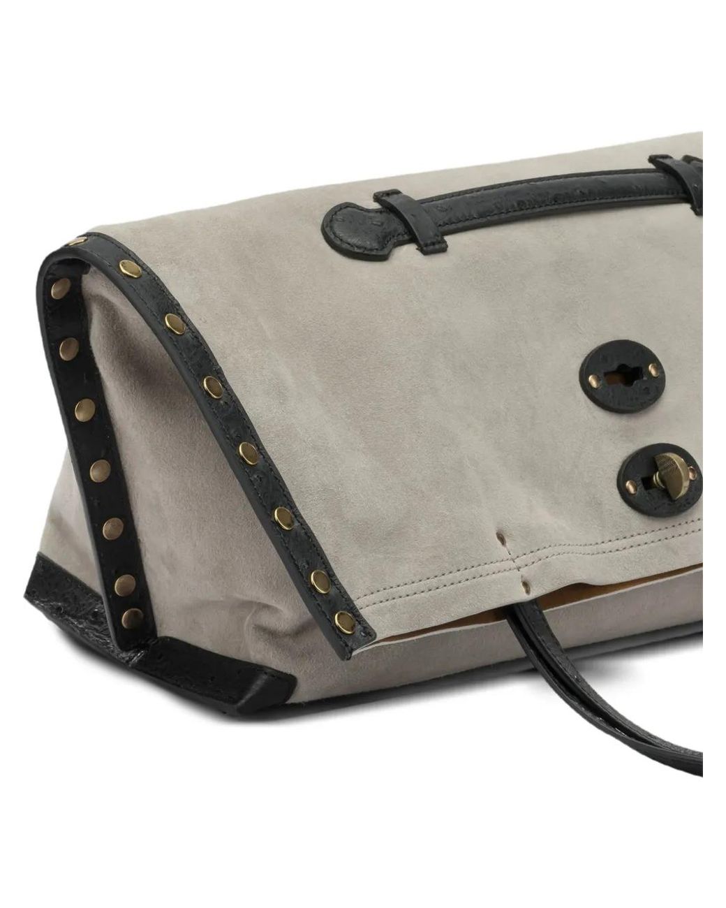 Zanellato Gray Medium A'Spasso Stud-Embellished Suede Tote Bag