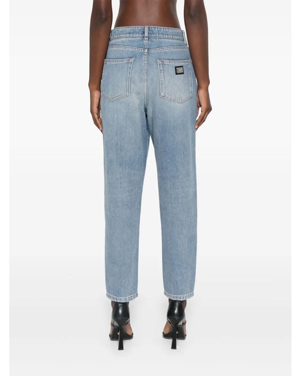 Dolce & Gabbana Blue Logo-Patch Jeans