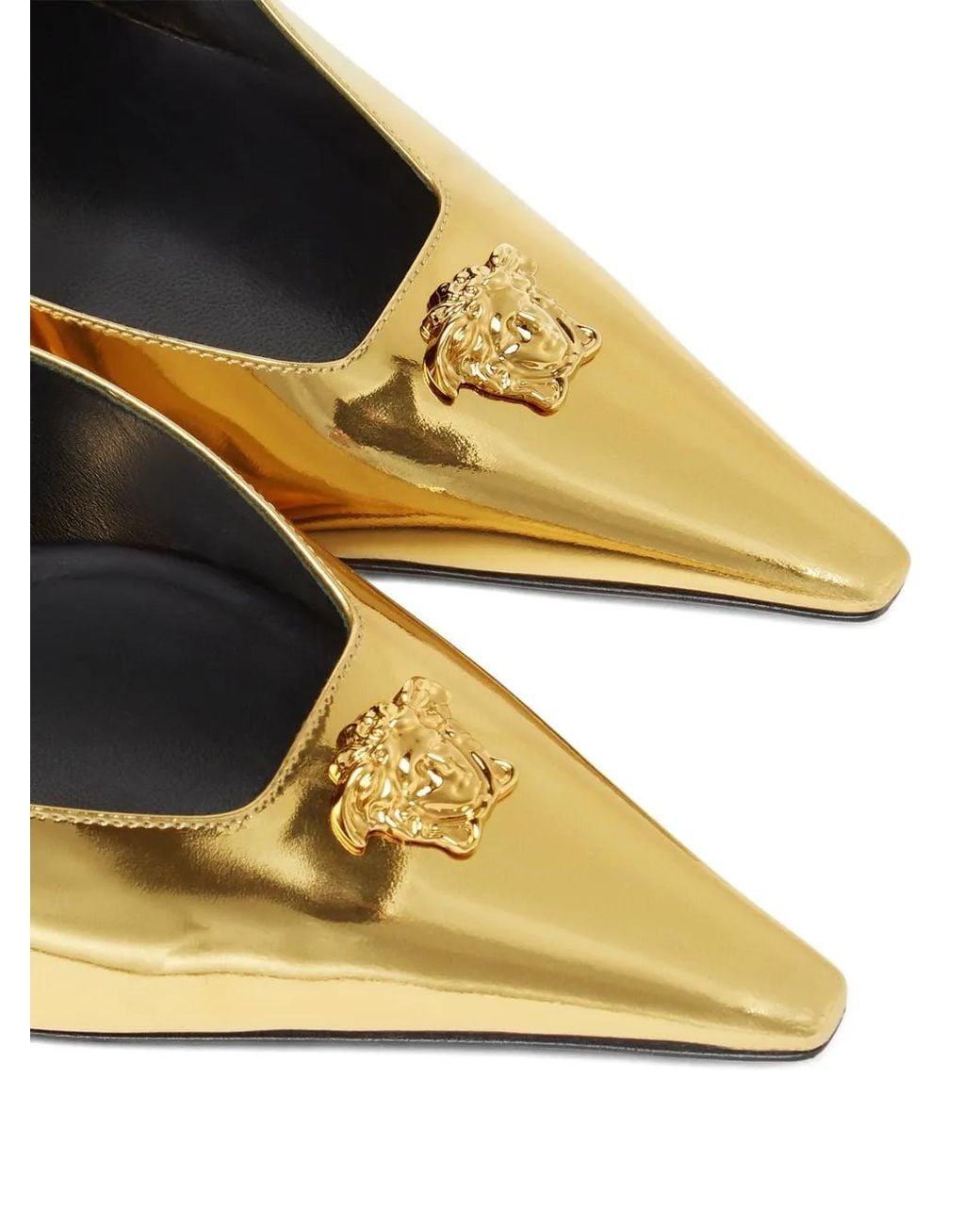 Versace Medusa Bow Metallic Pointed Toe Slingback Pump