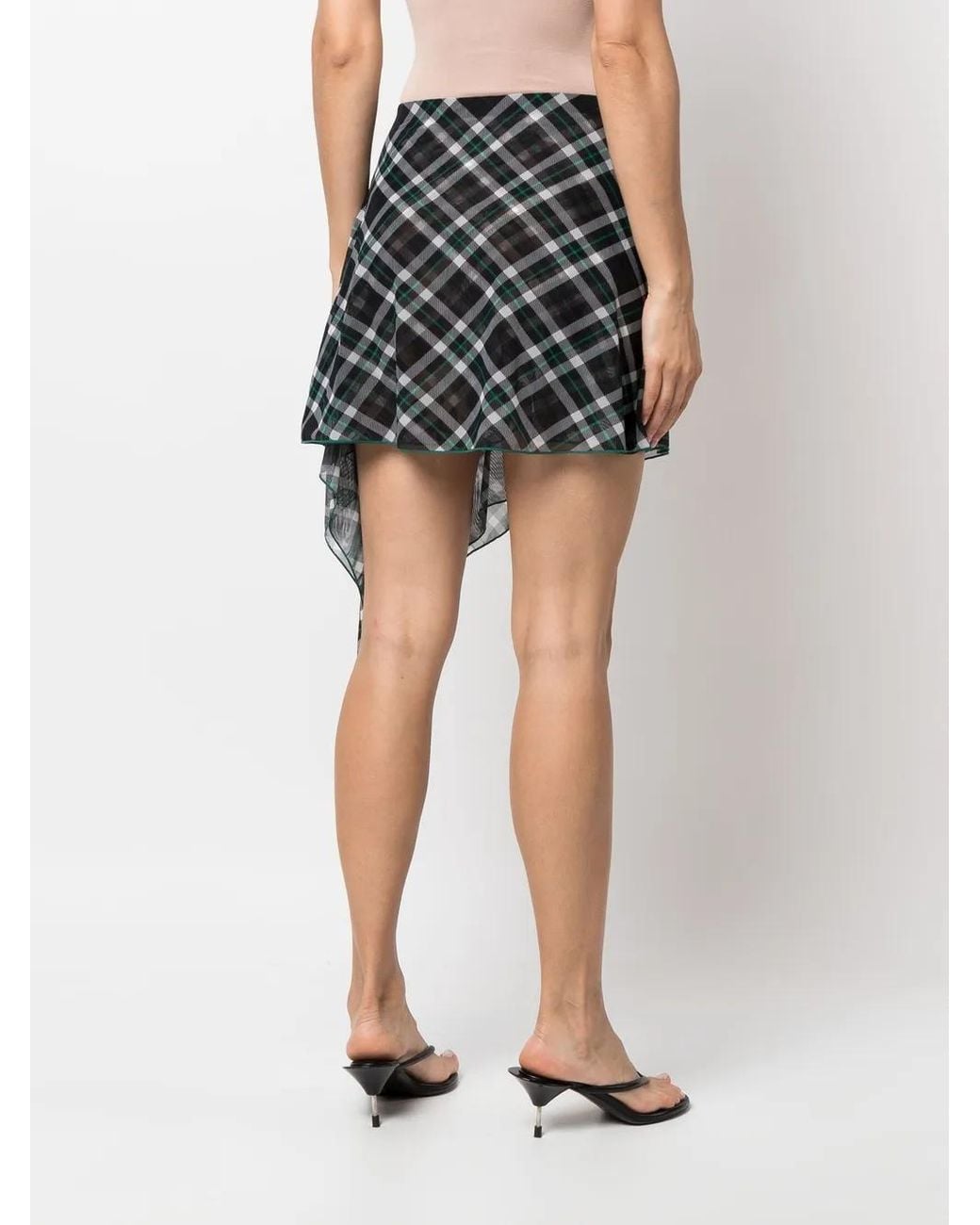 DIESEL Gray Asymmetric Checked Skirt