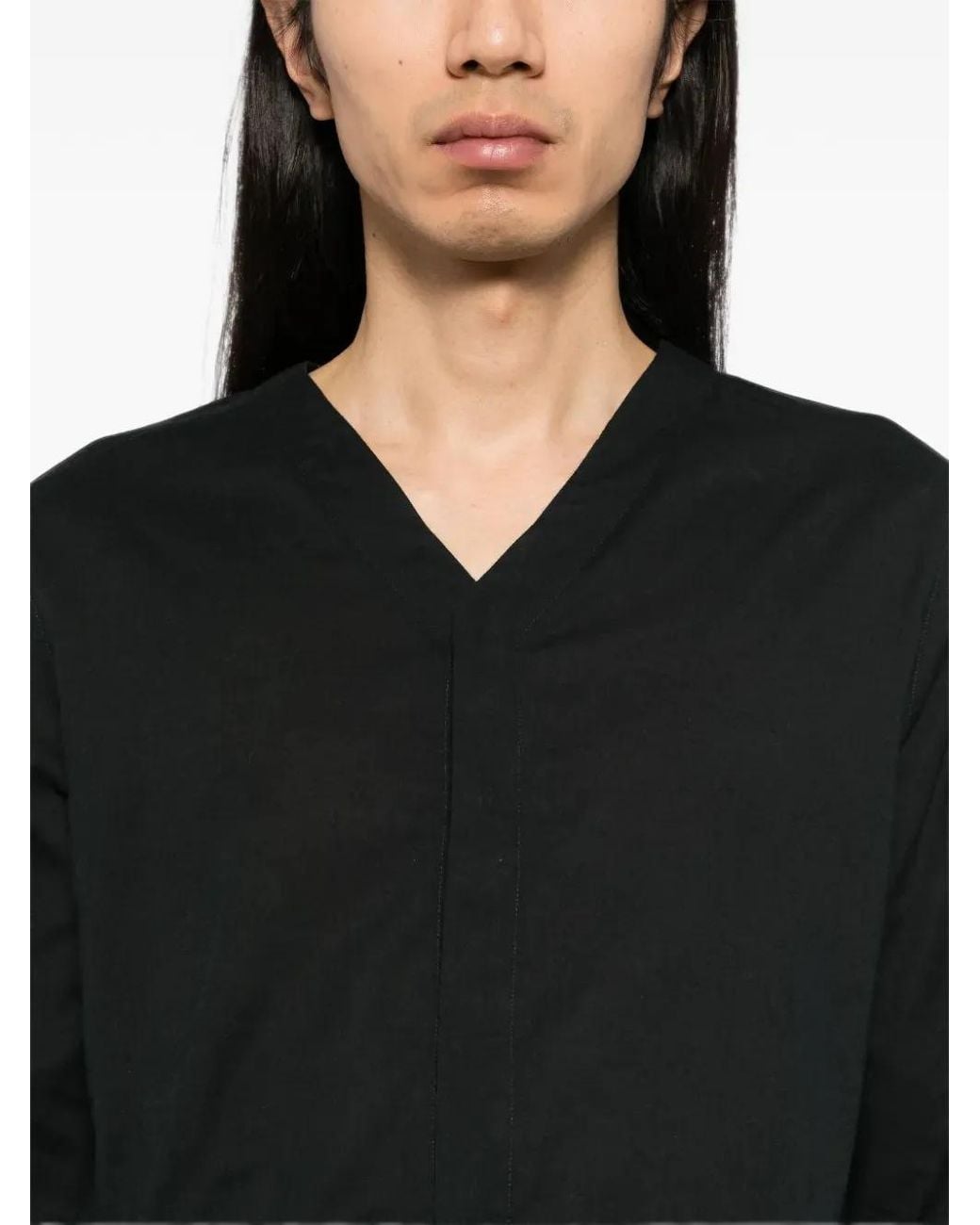 Tessitura Body Couture Black V-Neck Shirt for men
