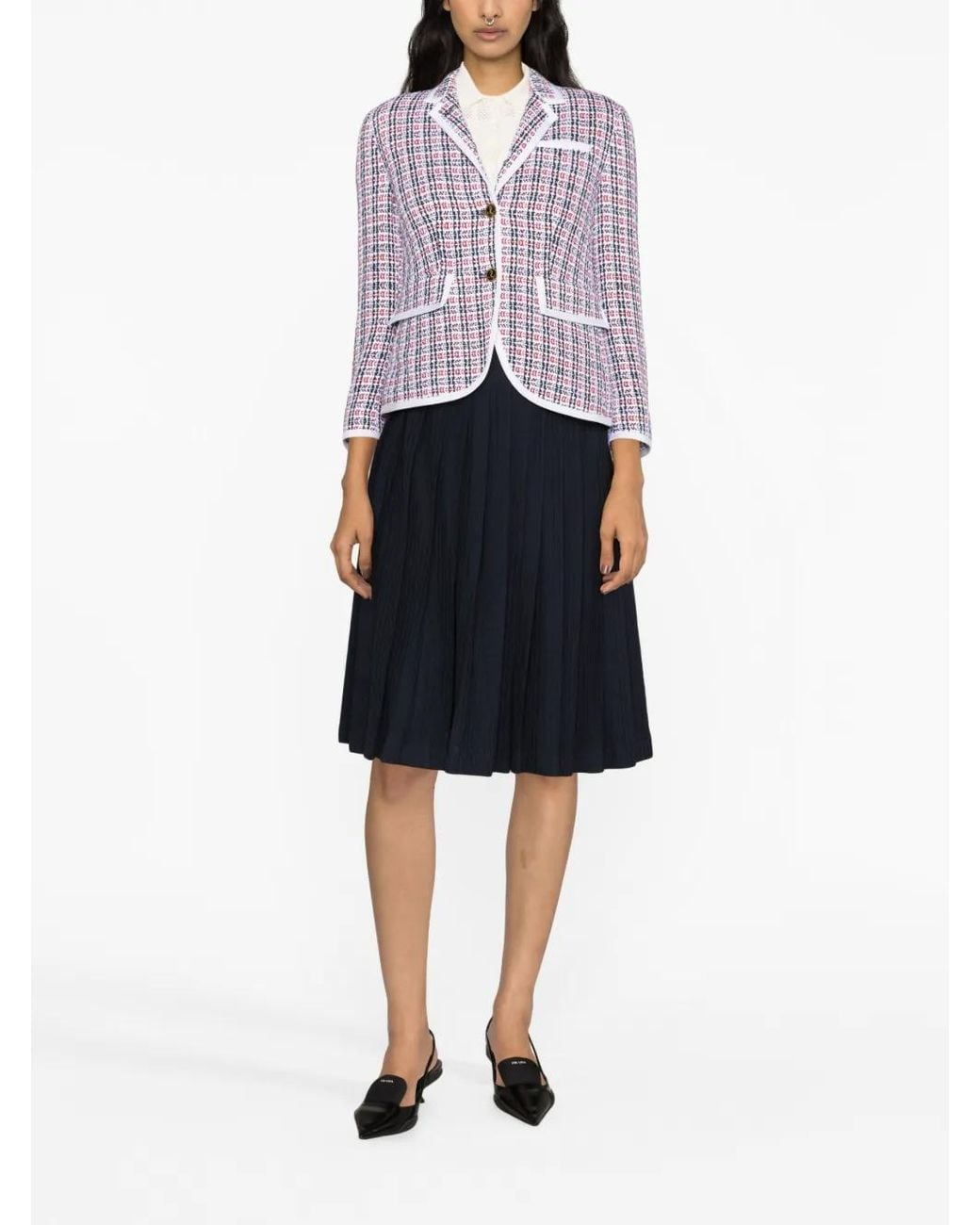 Thom Browne Red Check-Pattern Tweed Jacket